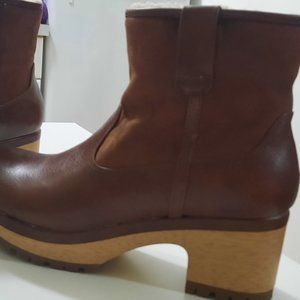 Brown Clog Ankle Boots Size 6